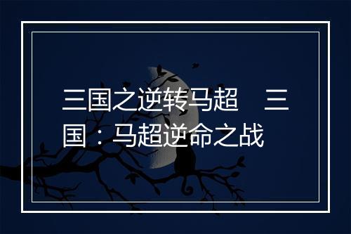 三国之逆转马超 三国:马超逆命之战